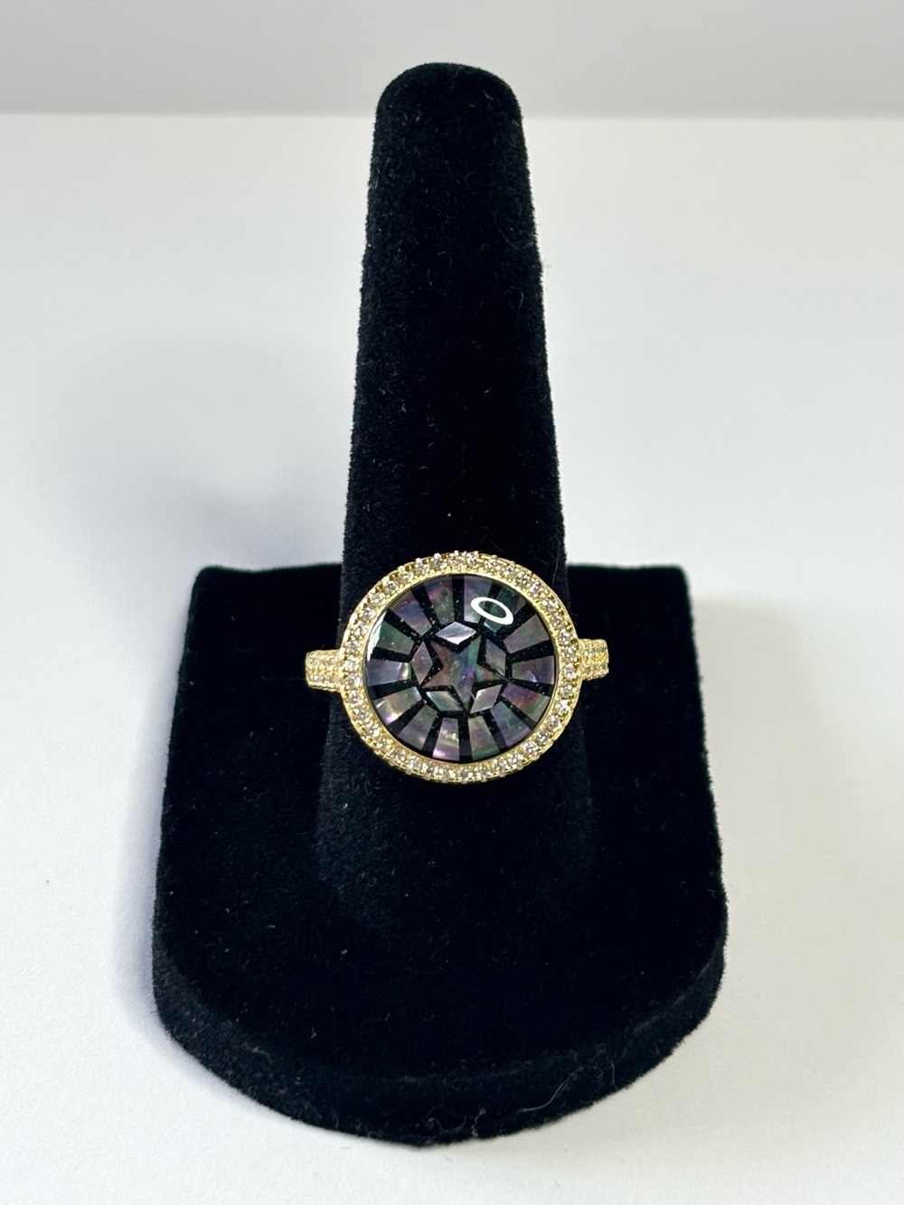 Gold abalone star signet ring (size 7.25)